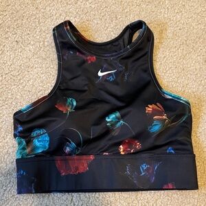 Nike Black Sports Bra with Floral Accents